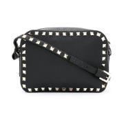 Studded Zwarte Leren Crossbody Tas Valentino Garavani , Black , Dames