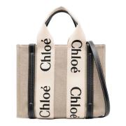 Beige Linnen Tote Tas Chloé , Beige , Dames