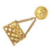 Pre-owned Metal brooches Chanel Vintage , Yellow , Dames