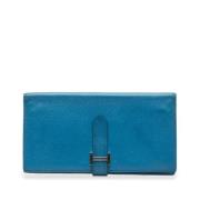 Pre-owned Leather wallets Hermès Vintage , Blue , Dames