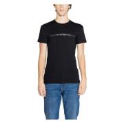 Zwart Bedrukt Katoenen T-shirt Emporio Armani , Black , Heren