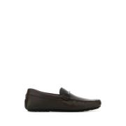 Chocolade Leren Loafers Boss , Brown , Heren