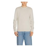 Beige Gebreid Ronde Hals Trui Mannen Hugo Boss , Beige , Heren