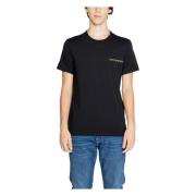 Zwarte Katoenen T-shirt Korte Mouwen Emporio Armani , Black , Heren