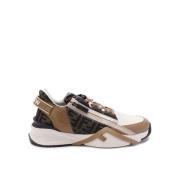 Bruine Sneakers met FF Details Fendi , Brown , Heren