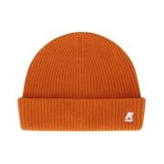 Chunky Rib Wool Beanie Hat K-Way , Orange , Unisex