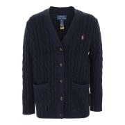 Katoenen V-hals Cardigan Navy Blauw Polo Ralph Lauren , Blue , Dames