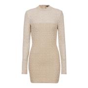 PB Labyrinth gebreide jurk Balmain , Beige , Dames