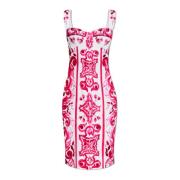 Jurk met Majolica patroon Dolce & Gabbana , Pink , Dames