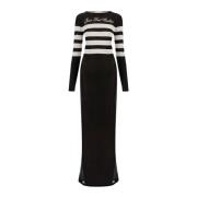 Gestreepte Gebreide Zeemans Maxi Jurk Jean Paul Gaultier , Black , Dam...