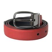 Rood Leren Metalen Gesp Riem Dolce & Gabbana , Red , Heren