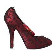 Rood Zwart Kant Mary Jane Pumps Dolce & Gabbana , Red , Dames