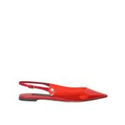 Rode PVC Slingback Flats Schoenen Dolce & Gabbana , Red , Dames