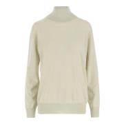 Wollen Pullover Hoge Hals Ivoor Achtersplit Jil Sander , Beige , Dames