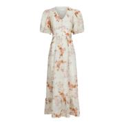 Luchtige Bloemen Maxi Jurk - Creme Neo Noir , Multicolor , Dames