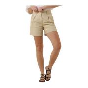 Georgina Leren Shorts Creme Notes Du Nord , Beige , Dames