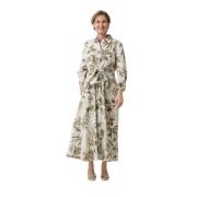 Maxi Jurk met Natuurprint en Strikdetail Sara Roka , Multicolor , Dame...