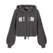 Grijze Hoodie met Impact Logo Msgm , Gray , Dames