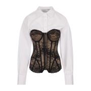 Witte Kant Bustier Shirt Giuseppe Di Morabito , White , Dames