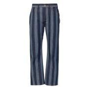 Blauwe Gestreepte Denim Jeans Fendi , Blue , Dames