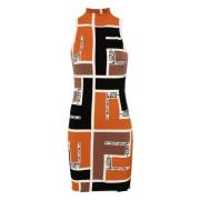 Gebreide Jurk Mouwloos FF Puzzel Motief Fendi , Multicolor , Dames