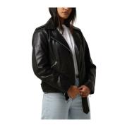 Biker Babe Leren Jas Zwart Catwalk Junkie , Black , Dames