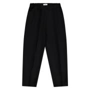 Wijde Pijp Wollen Broek Klassieke Snit Laneus , Black , Heren