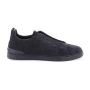 Suede Triple Stitch Slip-On Sneakers Ermenegildo Zegna , Blue , Heren