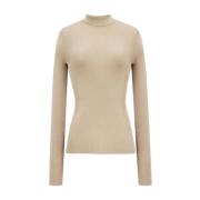 Zijden Top met Hoge Hals en Lange Mouwen Saint Laurent , Beige , Dames