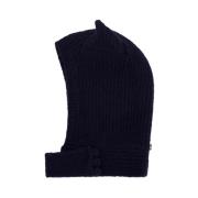 Blauwe Gebreide Hoorn Beanie Bivakmuts Coperni , Blue , Dames