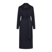 Elegant Cashmere Double Cloth Coat Kiton , Blue , Dames