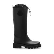 Zwarte Waterdichte Kniehoge Kickstream Laarzen Moncler , Black , Dames