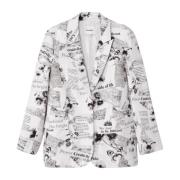 Gedrukte Katoenmix Blazer voor Vrouwen Desigual , White , Dames