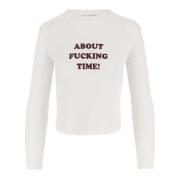 Slogan Print Crew Neck Long Sleeve T-shirt Stella McCartney , White , ...