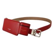 Rood Leren Riem Airpods Muntportemonnee Dolce & Gabbana , Red , Dames