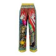 Zijden broek met Carretto-patroon Dolce & Gabbana , Multicolor , Dames