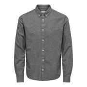 Moderne Slim Fit Button-Down Overhemd Only & Sons , Black , Heren