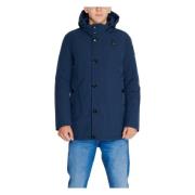 Blauwe Hoodie Jas Knopen Blauer , Blue , Heren