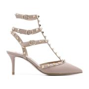 Rockstud Leren Pumps Vrouwen Italië Valentino Garavani , Beige , Dames