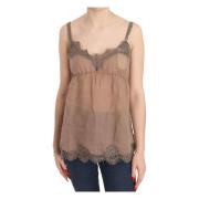 Bruine Linnen Kant Blouse Pink Memories , Brown , Dames