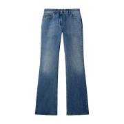 Slim Flared Denim Jeans Off White , Blue , Dames