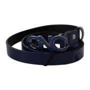 Donkerblauwe Leren Riem voor Mode Costume National , Blue , Dames