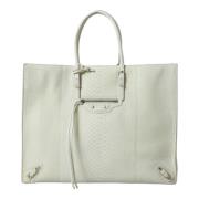 Elegante Python Leren Tote Tas Balenciaga , White , Dames