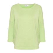 R-Neck Pullover Strik Seedling Melange Saint Tropez , Green , Dames