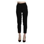 Elegante Skinny Cropped High-Waist Broek Bencivenga , Black , Dames