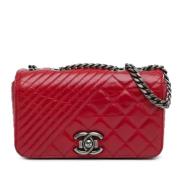 Pre-owned Leather chanel-bags Chanel Vintage , Red , Dames