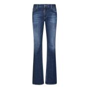 Blauwe Flared Jeans met Logo Patch Dsquared2 , Blue , Dames