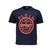 Blauw Katoenen T-shirt met Handtekeningdetails Plein Sport , Blue , He...