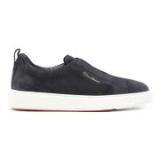 Suede Laceless Sneakers Santoni , Blue , Heren