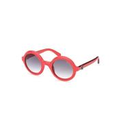 Chique Ronde Zonnebril met Contrastdetails Moncler , Red , Dames